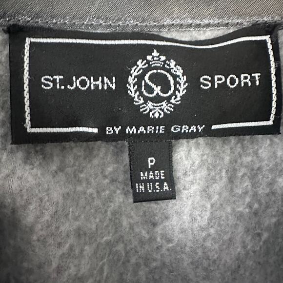 St John Sport Marie Grey Fleece Light Jacket Women’s P Gray Embroidered Button - Picture 7 of 11